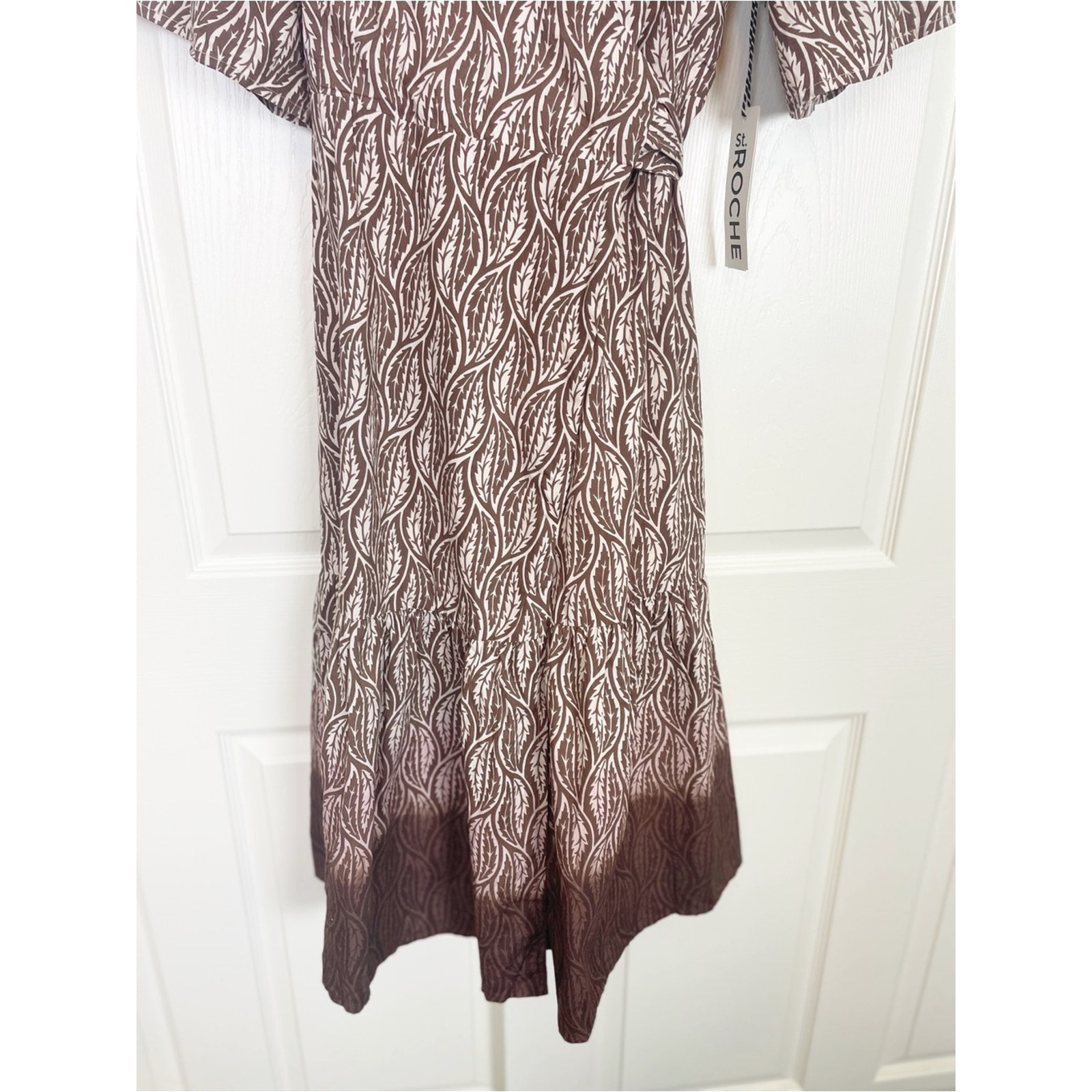 St. Roche Pina Wildwood Leaf Wrap Dress Dip Dye Midi Nwt Sz 10 — image 5 of 8